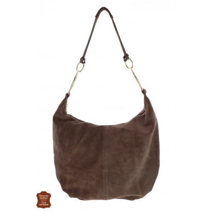 JOY,SUEDE SHOPPING BAG WITH METAL RING