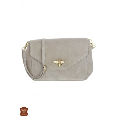 JENNY, SUEDE SADDLE BAG, FLAP & BEE