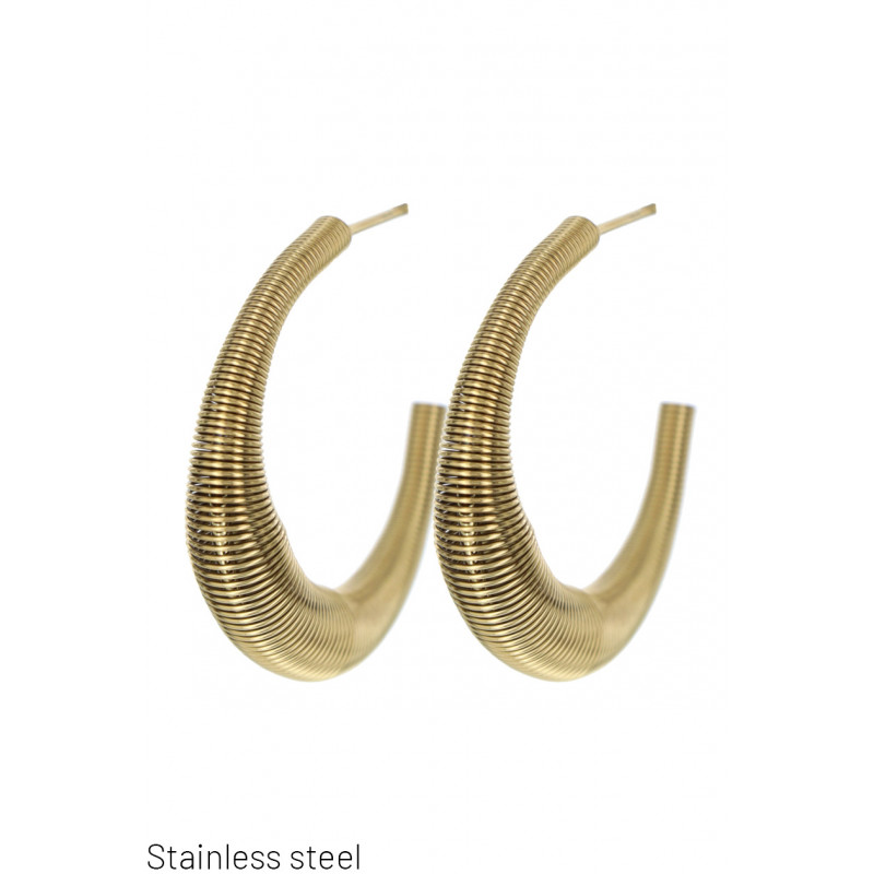 EAR. STAINL. STEEL HALF-MOON SHAPE, METALIC WIRE