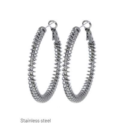 STEEL HOOP EARRINGS WITH METALIC WIRE