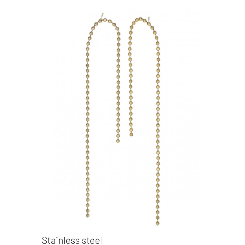 STEEL EARRINGS CHAIN FRINGES, METAL BALLS