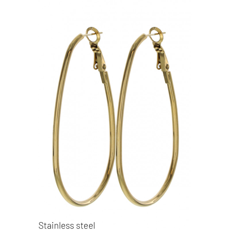 STEEL HOOP EARRINGS OVAL SHAPE