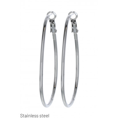 STEEL HOOP EARRINGS OVAL SHAPE