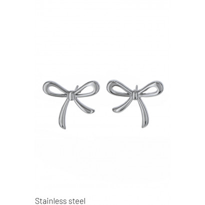 STEEL EARRING BOW TIE SHAPE