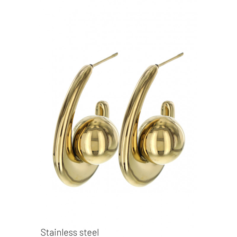 STEEL EARRING GEOMETRIC SHAPE AND METAL BEADS