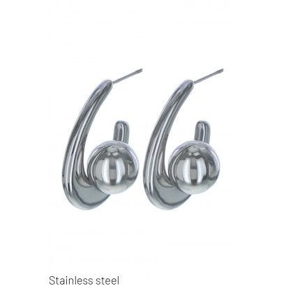 STEEL EARRING GEOMETRIC SHAPE AND METAL BEADS