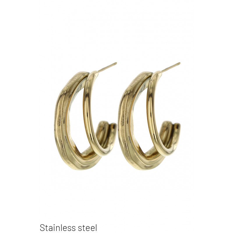 EAR. STAINL. STEEL HALF-MOON SHAPE, 2 TUBES