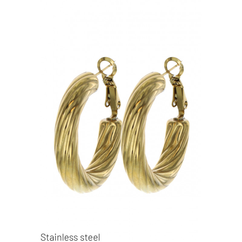 STEEL HOOP EARRINGS TWISTED