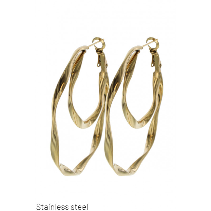 BOUCLES D'OR. EN ACIER FORME ANNEAU ET ENTORTILLE