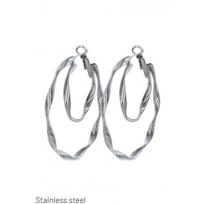 STEEL HOOP EARRINGS RING AND TWISTED