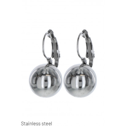 EARRINGS ST. STEEL PADLOCK WITH METAL BEADS