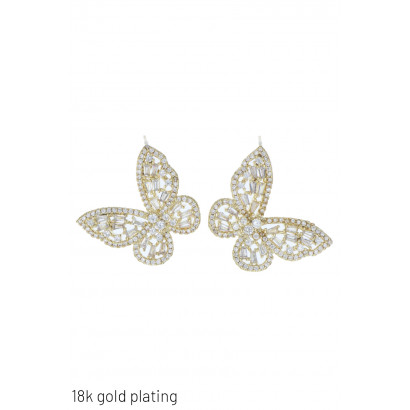 GOLD PLATING EARRINGS WITH BUTTERFLY SHAPE, RHINES