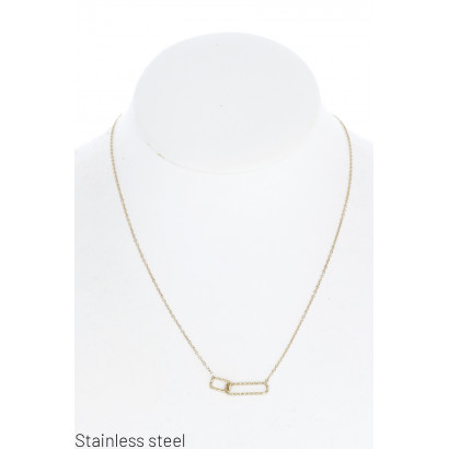 STAINL.STEEL NECKLACE WITH GEOMETRIC SHAPES