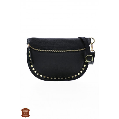 JOYCE, WAIST LEATHER BAG, SOLID COLOR WITH STUDS