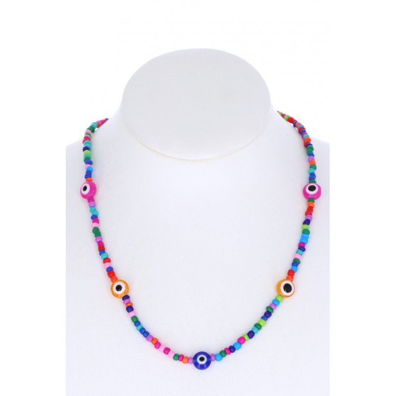 NECKLACE WITH BEADS & EYE OF FATMA BEADS