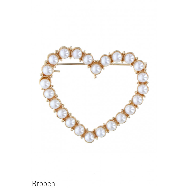 BROCHE EN FORME DE COEUR AVEC PERLES