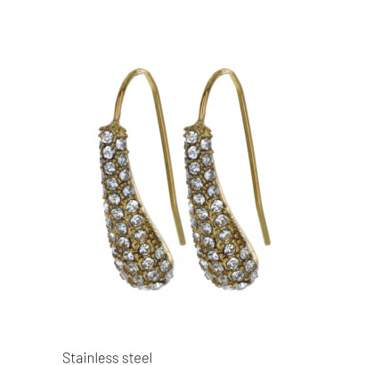 FISH HOOK ROUND EARRINGS WITH STRASS