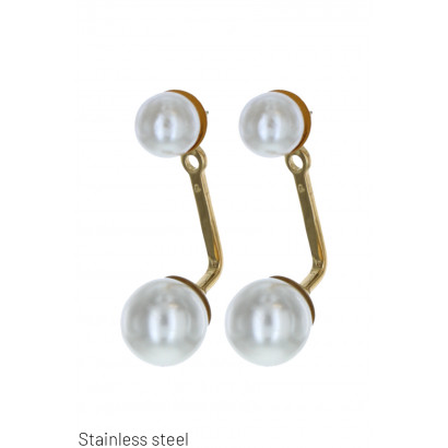 ROUND POST EARRINGS WITH PENDANT  PEARL
