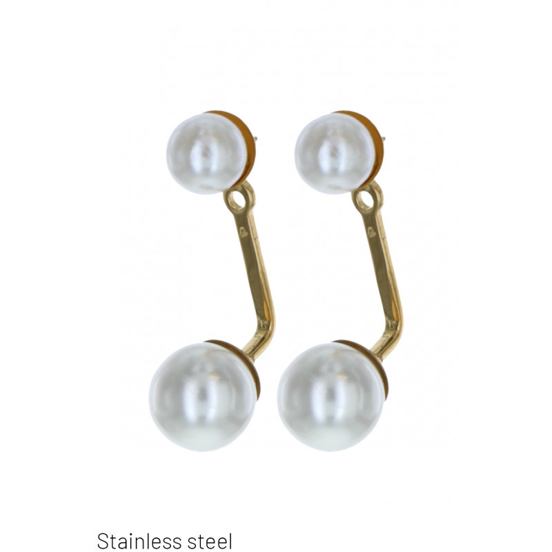 BOUCLES D'OREILLES RONDE AVEC PENDANT EN PERLE