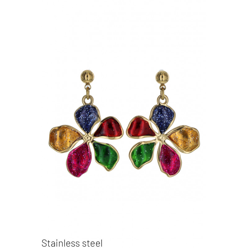 PADLOCK EARRING MULTICOLOR FLOWER SHAPE