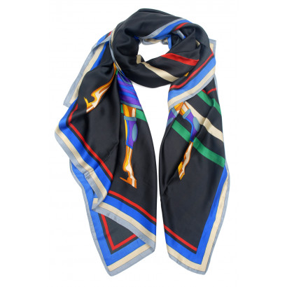 POLYSILK SCARF WITH HORSES PATTERN