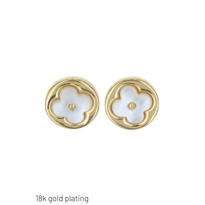 GOLD PLATING EARRINGS WITH ROUND, FLOWER SHAPE