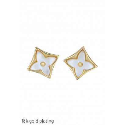 GOLD PLATING EARRINGS SQUARE SHAPE AND FLOWER