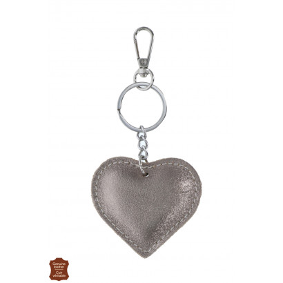 KEYRING WITH HEART SHAPE IN SHINY LEATHER