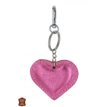 KEYRING WITH HEART SHAPE IN SHINY LEATHER