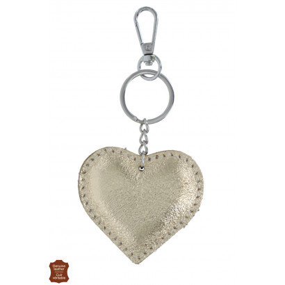 KEYRING WITH HEART SHAPE IN SHINY LEATHER