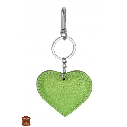 KEYRING WITH HEART SHAPE IN SHINY LEATHER