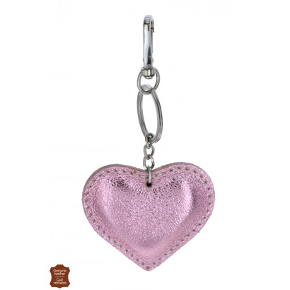 KEYRING WITH HEART SHAPE IN SHINY LEATHER