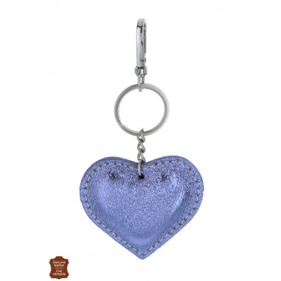 KEYRING WITH HEART SHAPE IN SHINY LEATHER