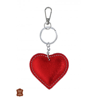 KEYRING WITH HEART SHAPE IN SHINY LEATHER