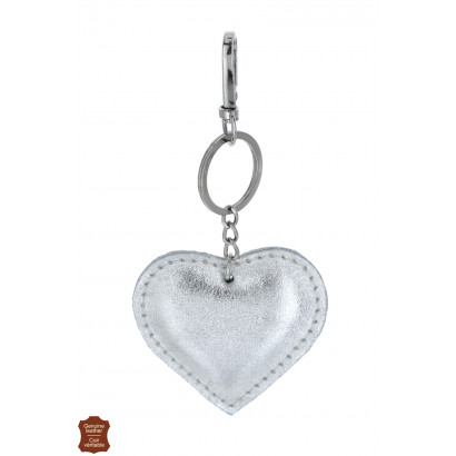 KEYRING WITH HEART SHAPE IN SHINY LEATHER