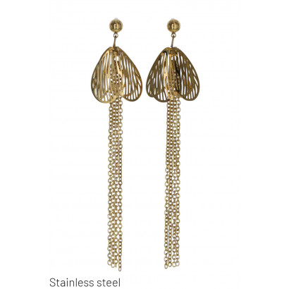 BOUCLES D'OREIL. ACIER FORME GEOMETRIQUE ET CHAINE