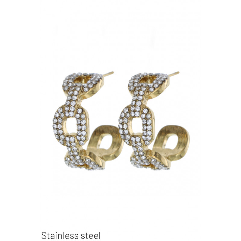 PENDIENTES DE ACERO CADENA CON STRASS