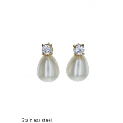 STEEL EARRING  PEARLS AND...