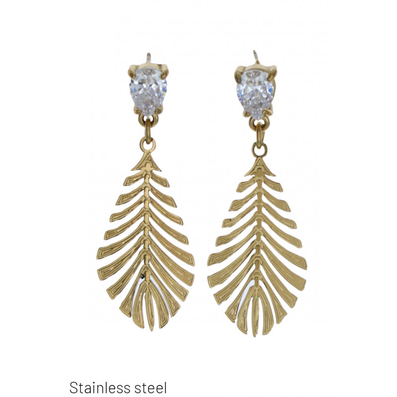 STEEL EARRING GEOMETRIC SHAPE WITH STRASS