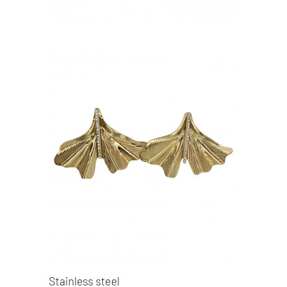 POST EARRING LEAF-SHAPED WITH STRASS