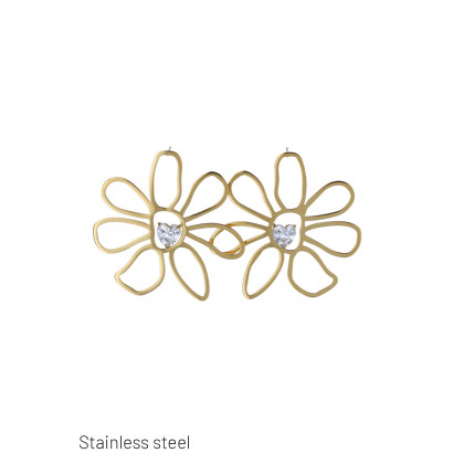 STEEL EARRING FLOWER SHAPE