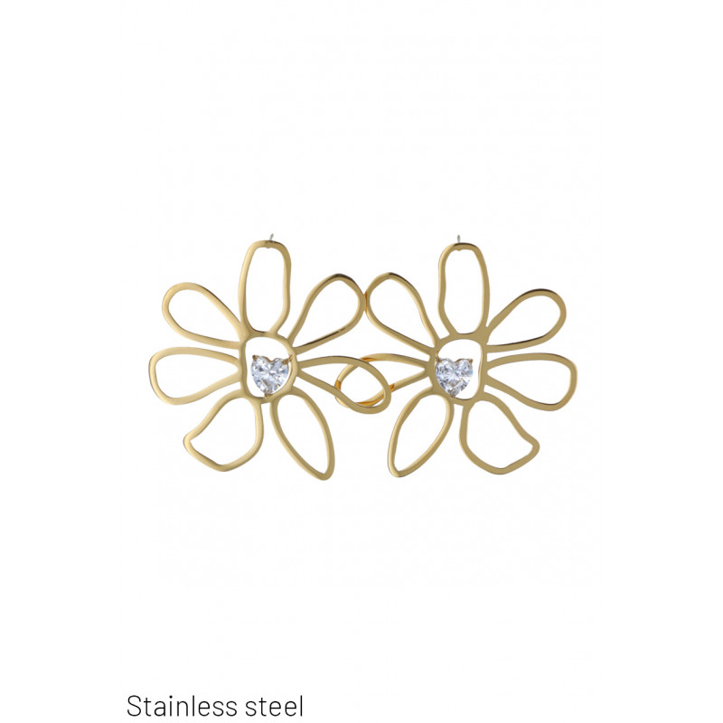 STEEL EARRING FLOWER SHAPE