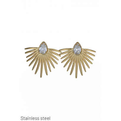 STEEL EARRING GEOMETRIC SHAPE AND RHINESTONES