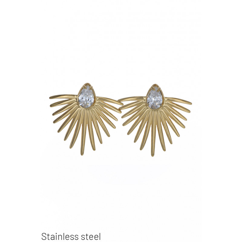 STEEL EARRING GEOMETRIC SHAPE AND RHINESTONES