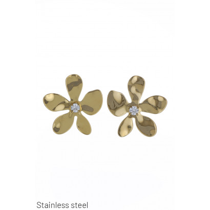 STEEL EARRING FLOWER SHAPE