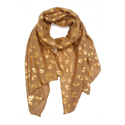 SCARF WITH ANIMAL PRINTED AND METALLIZED PRINT