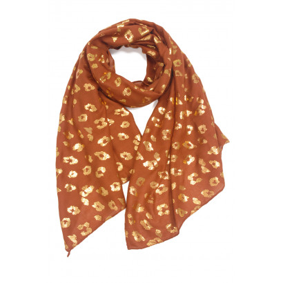 SCARF WITH ANIMAL PRINTED AND METALLIZED PRINT