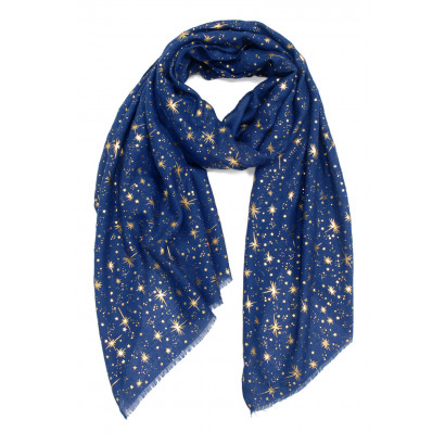 SCARF WITH STARS METALLIZED PRINT