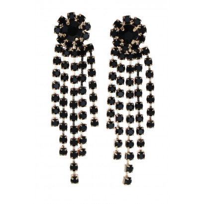 STEEL EARRINGS WITH CHAIN FRINGES WITH STRASS