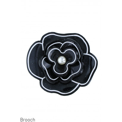 BROOCH FLOWER SHAPE WITH FACETED BEADS